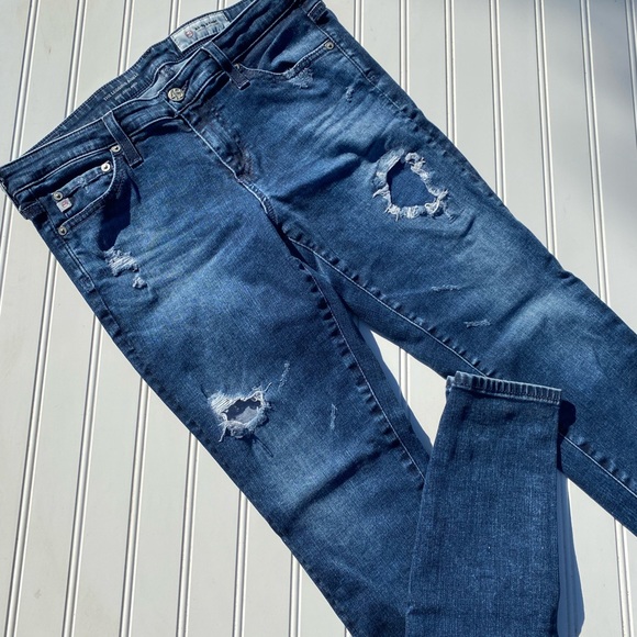 AG The Legging Ankle Super Skinny Ankle Jeans Distressed Patchwork 👖 - Picture 4 of 8